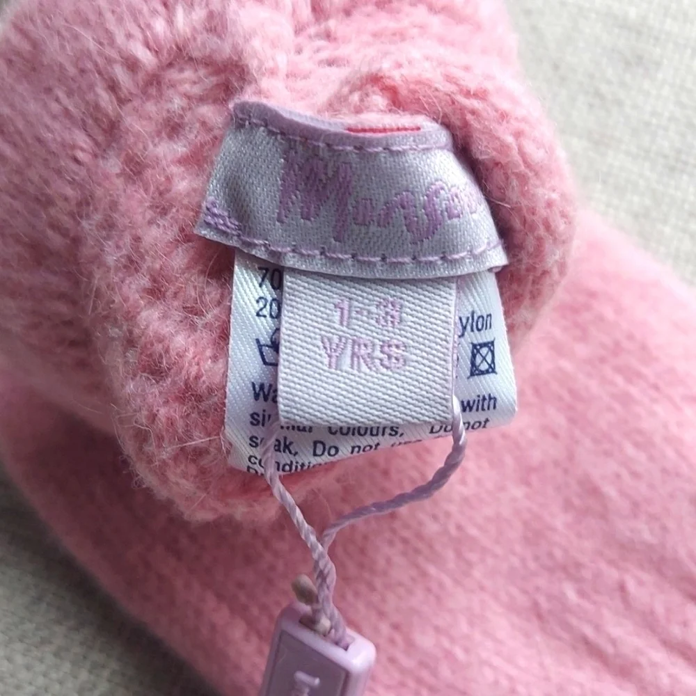 Monsoon Mittens bow embroidery fairy princess - pink - size toddler 1-3 yrs